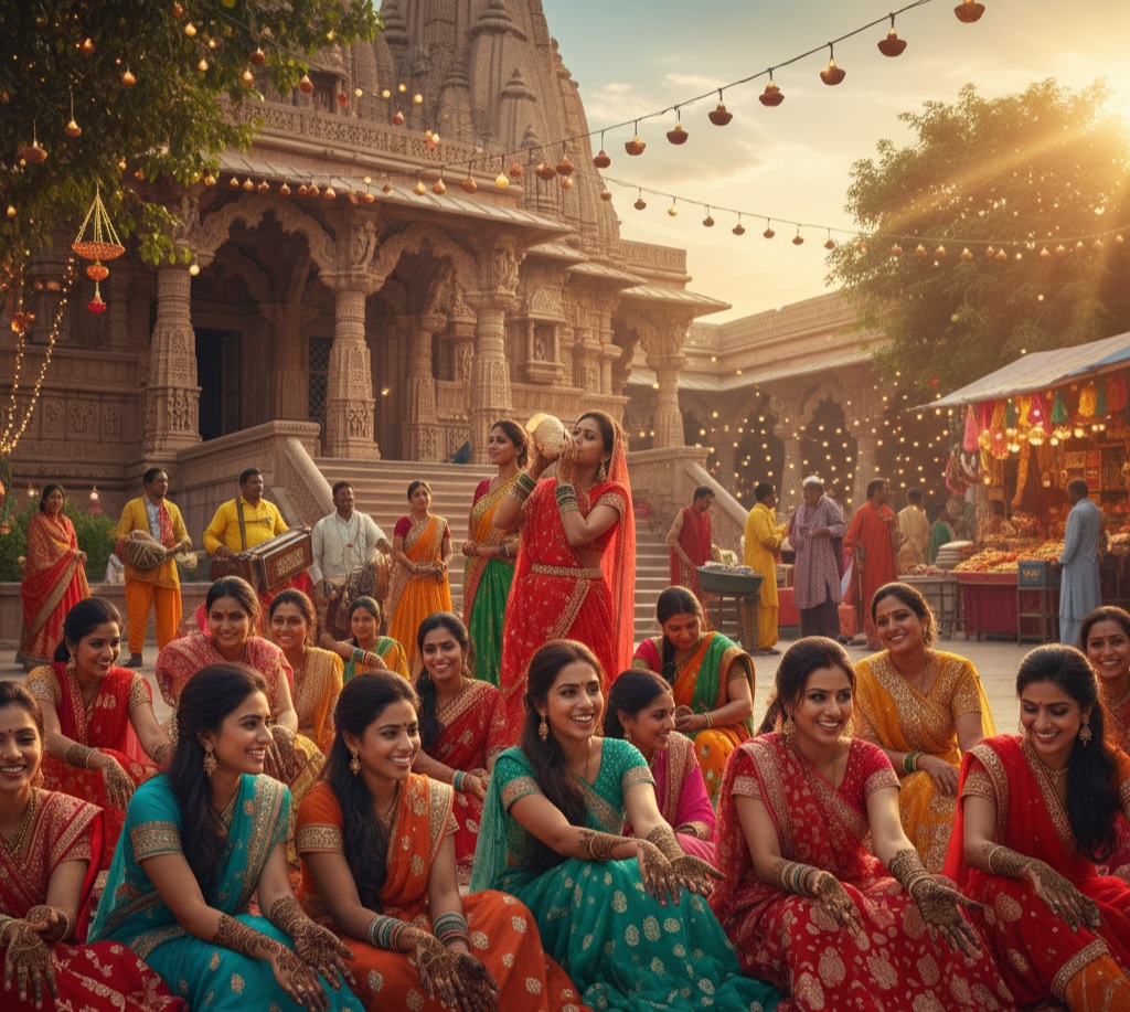 करवा चौथ की पूर्व संध्या पर ‘पिया नाम’ की मेहंदी से सजे हाथ, आगरा में दीपावली मेले की तैयारियाँ तेज़