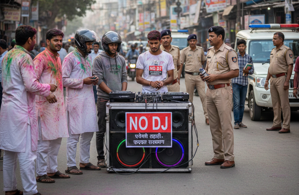 आगरा में होली पर हुड़दंग पड़ा भारी तो जाना होगा जेल: सड़क पर डीजे बजाने और स्टंट दिखाने वालों पर पुलिस की पैनी नजर