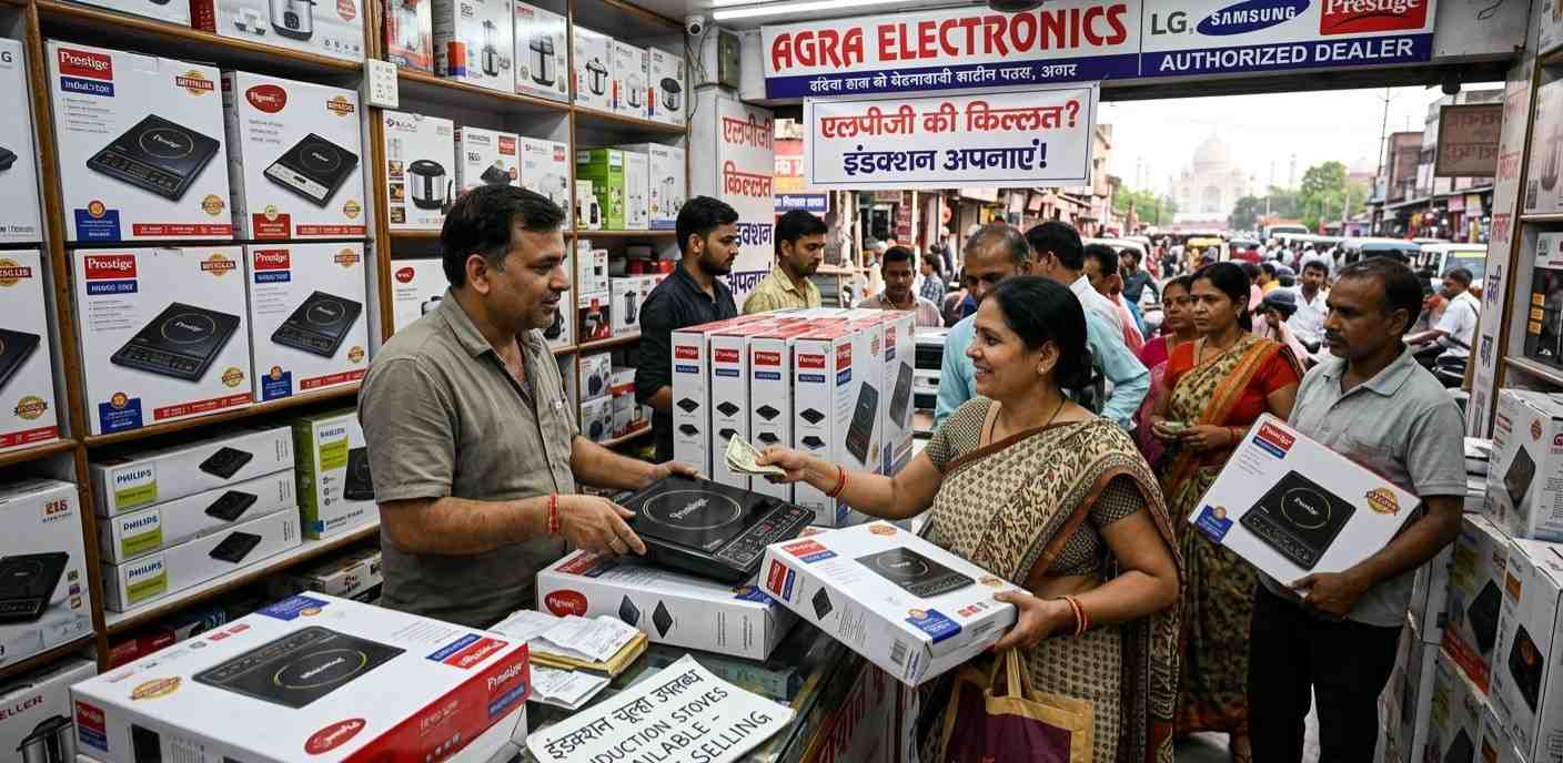 ​आगरा में रसोई गैस का संकट: सिलेंडर की किल्लत ने बढ़ाई इंडक्शन की डिमांड, दुकानों पर ‘आउट ऑफ स्टॉक’ के बोर्ड