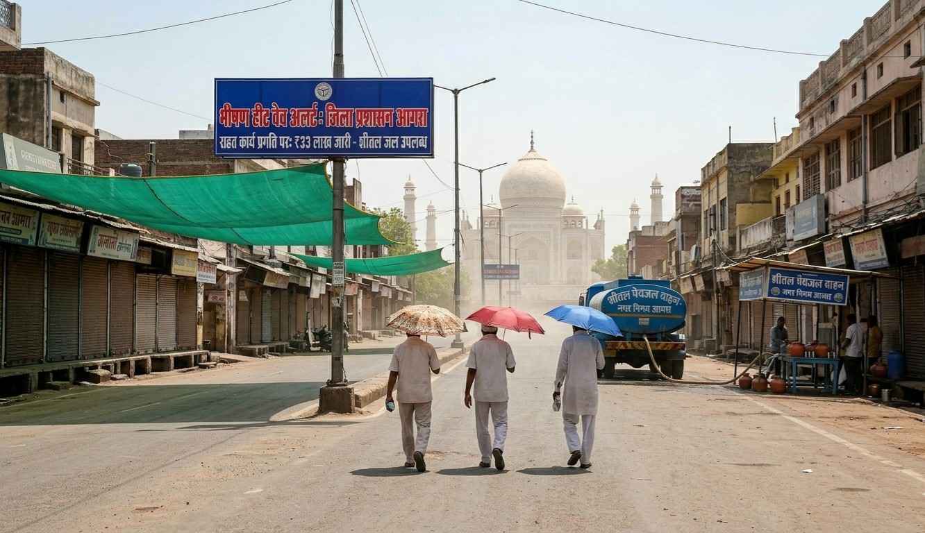 आगरा में हीट वेव का हाहाकार: सड़कों पर पसरा सन्नाटा, प्रशासन ने संभाली कमान; राहत कार्यों के लिए ₹33 लाख जारी